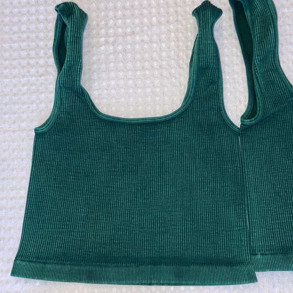 FREE PEOPLE Size XS/S Happiness Runs Square Neck Crop Tank Top Emerald Green - Picture 13 of 16